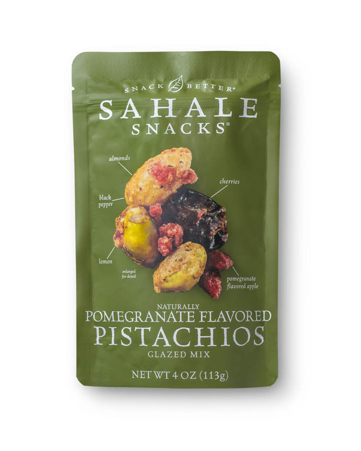 bag of Sahale Mix - Pomegranate flavored Cashews, almonds, cherries, apples and pistachios